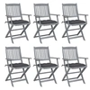 Image de Chaises pliables d extérieur lot de 6 et coussins Bois d acacia