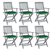 Image de Lot de 6 chaise en acacia pliable exterieur vert