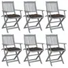 Image de Lot de 6 chaise exterieur pliable en acacia marron
