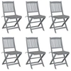 Image de Chaises pliables d extérieur lot de 6 et coussins Bois d acacia