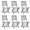 Image de Chaises pliables d extérieur lot de 6 et coussins Bois d acacia