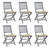 Image de Chaises pliables d extérieur lot de 6 et coussins Bois d acacia