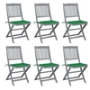 Image de Lot de 6 chaise exterieur pliable en acacia vert
