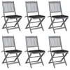 Image de Chaises pliables d extérieur lot de 6 et coussins Bois d acacia