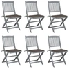 Image de Lot de 6 chaise en acacia pliable exterieur marron