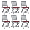 Image de Chaises pliables d extérieur lot de 6 et coussins Bois d acacia