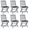 Image de Chaises pliables d extérieur lot de 6 et coussins Bois d acacia