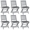 Image de Chaises pliables d extérieur lot de 6 et coussins Bois d acacia