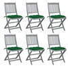 Image de Chaises pliables d extérieur lot de 6 et coussins Bois d acacia