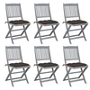 Image de Lot de 6 chaise en acacia pliable exterieur marron