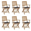 Image de Chaises pliables de jardin lot de 6 avec coussins Bois d acacia