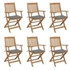 Image de Chaises pliables de jardin lot de 6 avec coussins Bois d acacia
