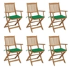 Image de Chaises pliables de jardin lot de 6 avec coussins Bois d acacia