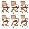 Image de Chaises pliables de jardin lot de 6 avec coussins Bois d acacia