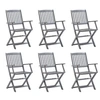 Image de Lot de 6 chaise H. 91 cm non pliable en acacia exterieur gris