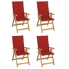 Image de Lot de 4 chaise exterieur pliable en bois massif H. 109 cm rouge