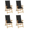 Image de Lot de 4 chaise en teck pliable exterieur H. 109 cm noir