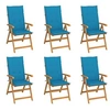 Image de 6 Chaises de jardin avec coussins bleu Bois de teck