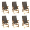 Image de Lot de 6 chaise exterieur pliable en bois massif H. 109 cm