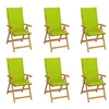 Image de Lot de 6 chaise en teck pliable exterieur H. 109 cm vert