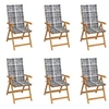 Image de Lot de 6 chaise en teck pliable exterieur H. 109 cm gris