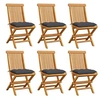 Image de Chaises de jardin avec coussins anthracite 6 pcs Bois de teck