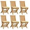 Image de Lot de 6 chaise exterieur non pliable en teck H. 89 cm blanc