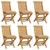 Image de Lot de 6 chaise exterieur non pliable H. 89 cm en bois massif beige