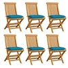Image de Lot de 6 chaise en teck non pliable H. 89 cm exterieur bleu