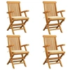Image de Chaises de jardin et coussins crème lot de 4 Bois teck massif