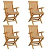 Image de Lot de 4 chaise H. 89 cm pliable en bois massif exterieur