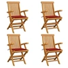 Image de Chaises de jardin et coussins rouge lot de 4 Bois teck massif