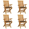 Image de Lot de 4 chaise exterieur 89 cm marron en bois massif