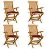 Image de Lot de 4 chaise exterieur pliable en teck H. 89 cm rouge