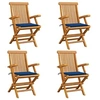 Image de Tuinstoelen 4 st met koningsblauwe kussens massief teakhout3065627