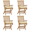Image de Lot de 4 chaise exterieur pliable H. 89 cm en teck blanc