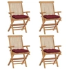 Image de Lot de 4 chaise en teck pliable H. 89 cm exterieur rouge