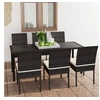 Image de Ensemble à manger de jardin 7 pcs Résine tressée Noir