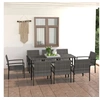 Image de Ensemble à manger de jardin 9 pcs Résine tressée Gris