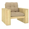 Image de Bois de Pin Imprégné Chaise de Jardin avec Coussins Fauteuil de Patio Chaise de Terrasse Siège de Salle à Manger d'Extérieur Beige