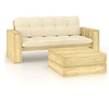 Image de Salon de jardin bois beige 2 pieces 75.0 x 75 x 31 2 personnes