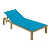 Image de Chaise longue avec coussin bleu Bois de pin imprégné