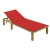 Image de Chaise longue avec coussin rouge Bois de pin imprégné3065825