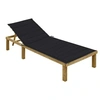 Image de Chaise longue avec coussin noir Bois de pin imprégné