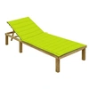 Image de Chaise longue avec coussin vert vif Bois de pin imprégné