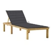 Image de Chaise longue anthracite en bois de pin imprégné - - Réglable - Coussin inclus
