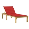 Image de Chaise longue rouge en bois de pin imprégné - - Réglable - Coussin inclus