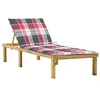 Image de Chaise longue avec coussin carreaux rouge Bois de pin imprégné3065862