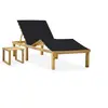 Image de Chaise longue de jardin avec table et coussin Pin imprégné
