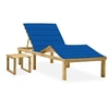 Image de Chaise longue de jardin avec table et coussin Pin imprégné